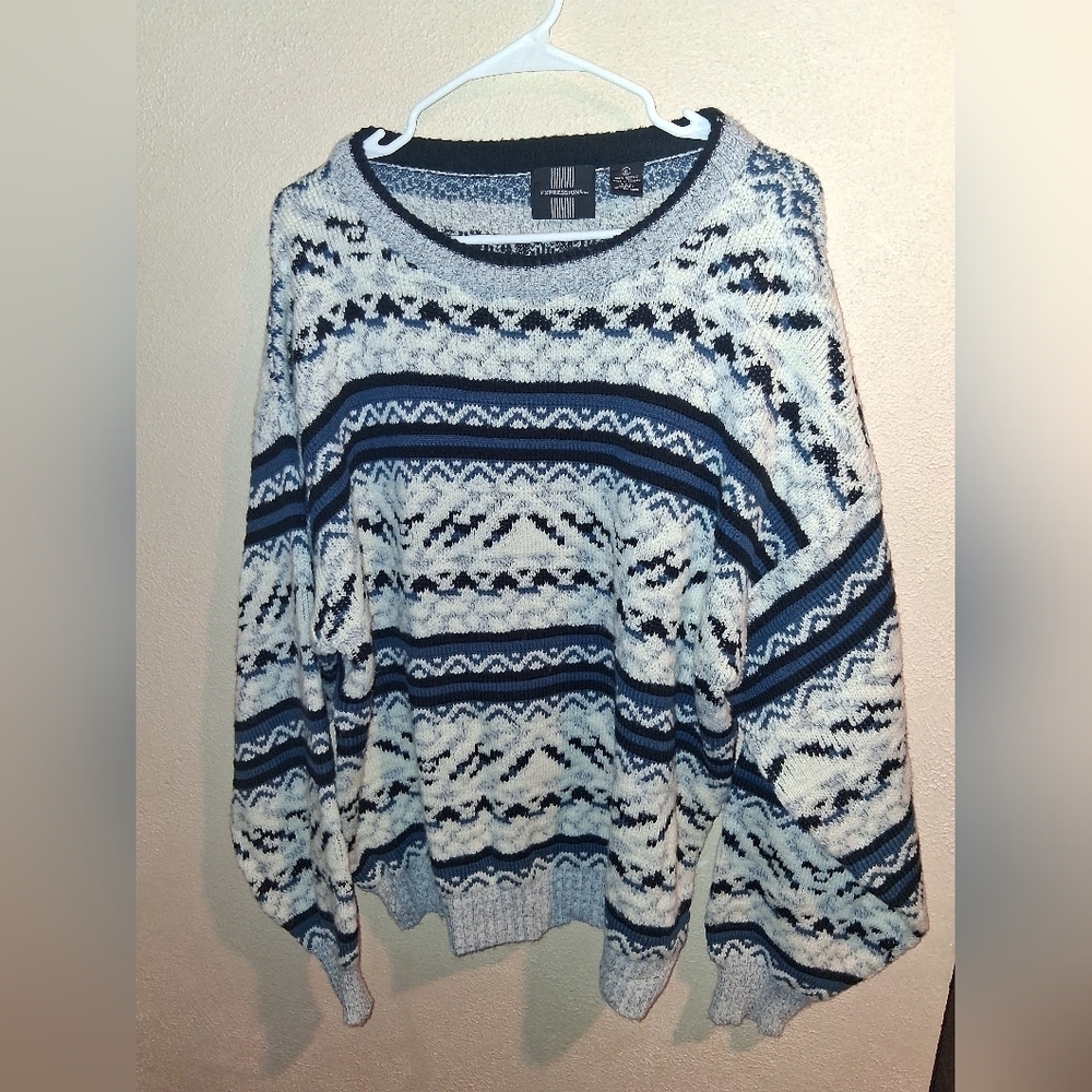 Vintage Expressions Sweater  Multicolor 90’s Grandpa Geometric Mens Sz XL